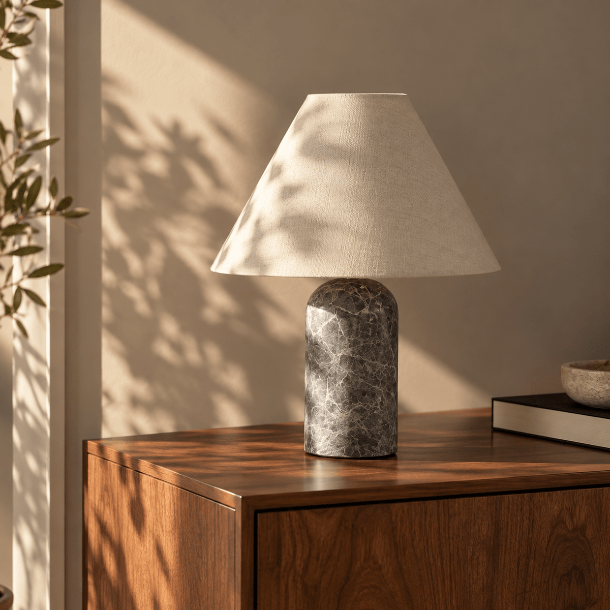 Lampe De Table Marbre Gris Design - Maison Du Design