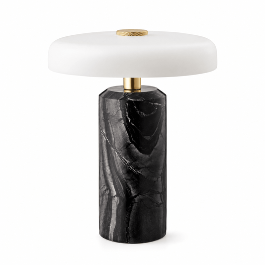 Lampe De Table Marbre Noir Champignon - Maison Du Design