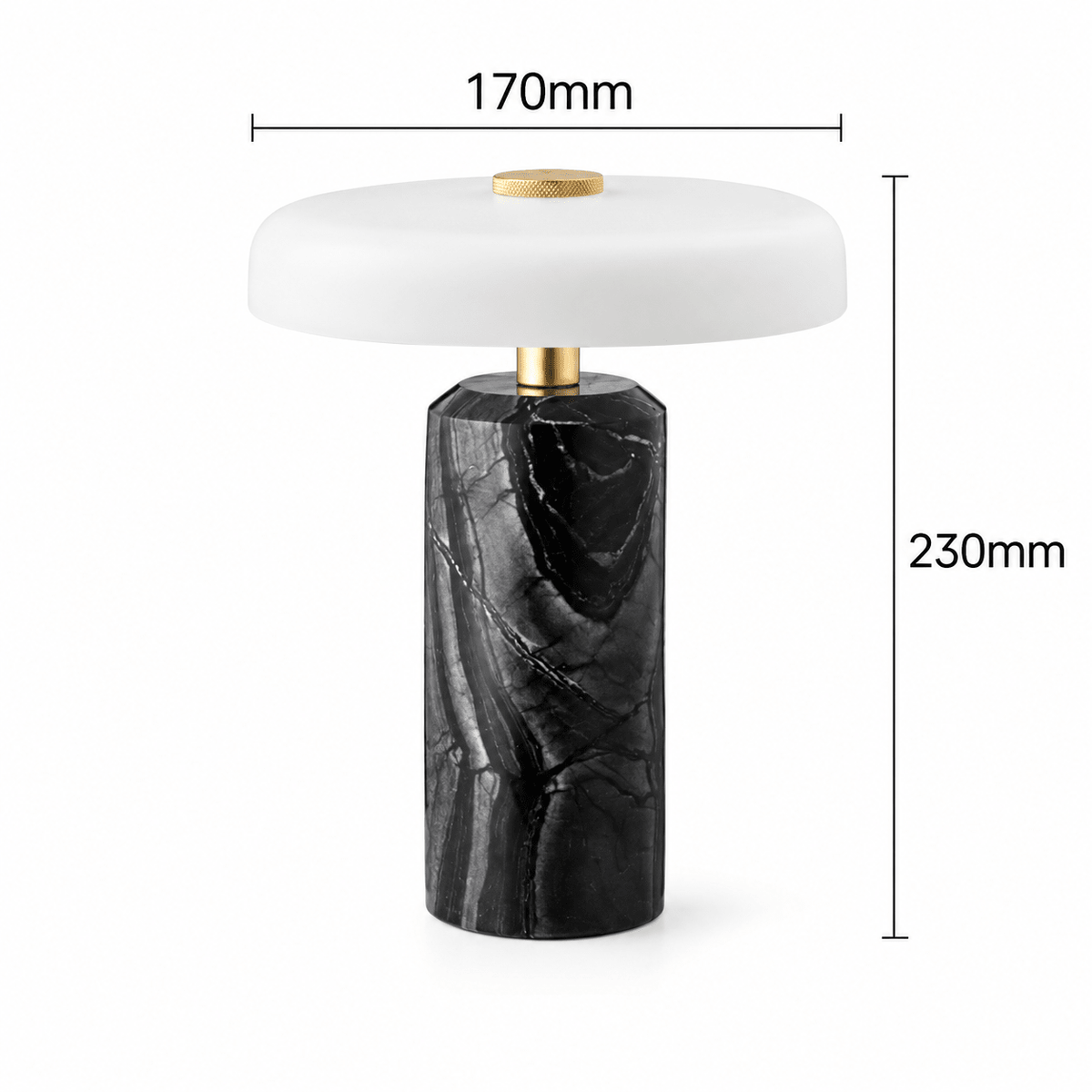 Lampe De Table Marbre Noir Champignon - Maison Du Design