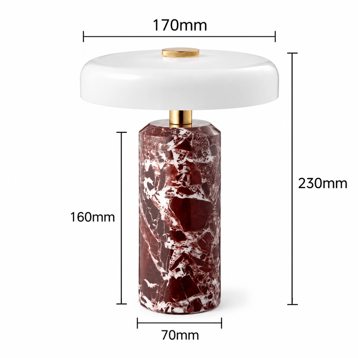 Lampe De Table Marbre Rouge Bordeaux Champignon - Maison Du Design