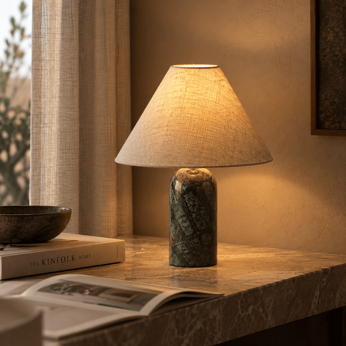 Lampe De Table Marbre Vert Design - Maison Du Design