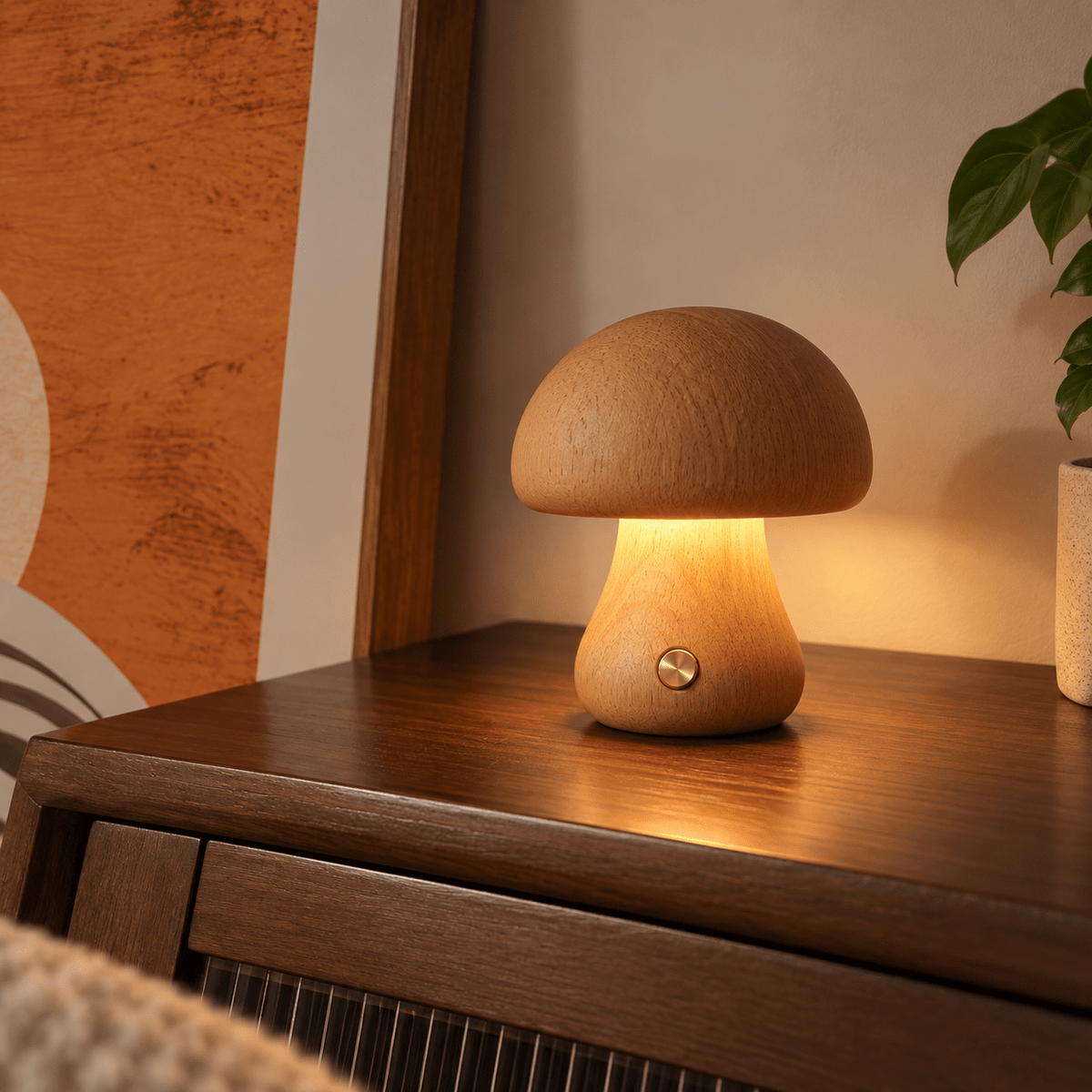 Lampe Forme Champignon Bois - Maison Du Design