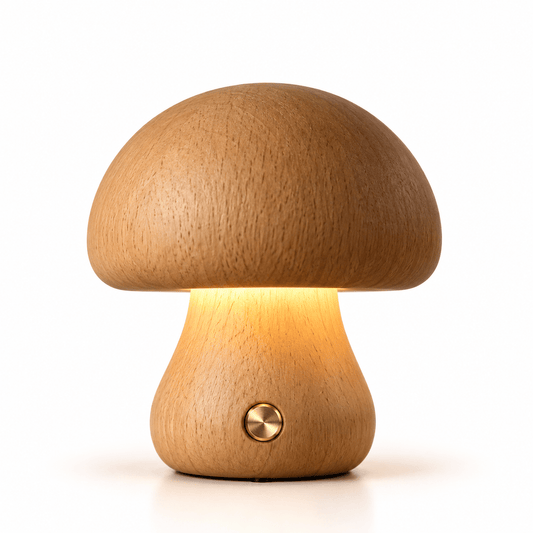 Lampe Forme Champignon Bois - Maison Du Design