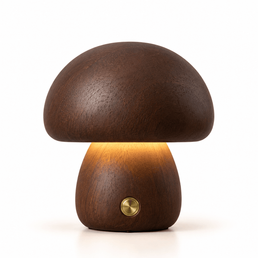 Lampe Petit Champignon Bois Foncé - Maison Du Design