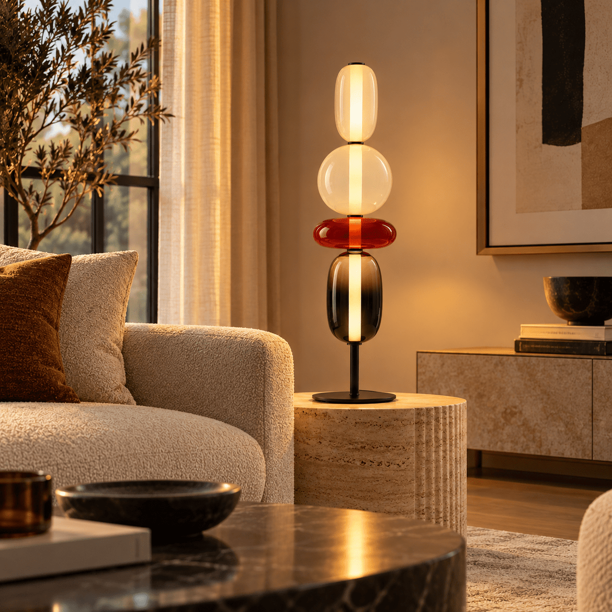 Lampe Sur Pied Verre Coloré Design - Maison Du Design