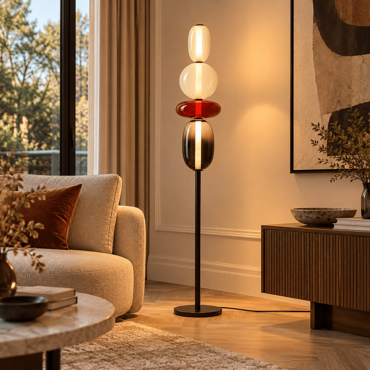 Lampe Sur Pied Verre Design Moderne - Maison Du Design