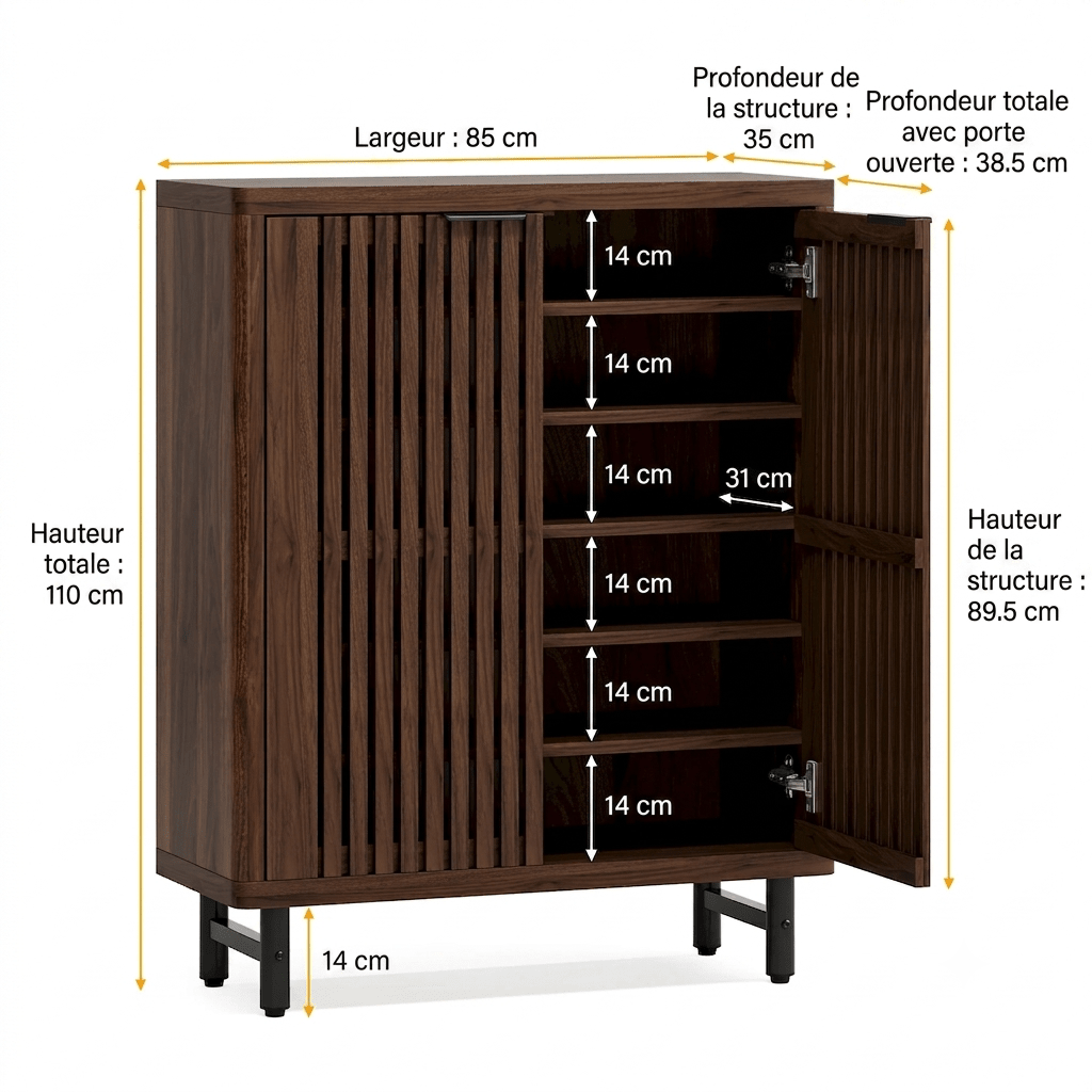 Meuble à Chaussures en Bois Noyer Cannelé - Maison Du Design