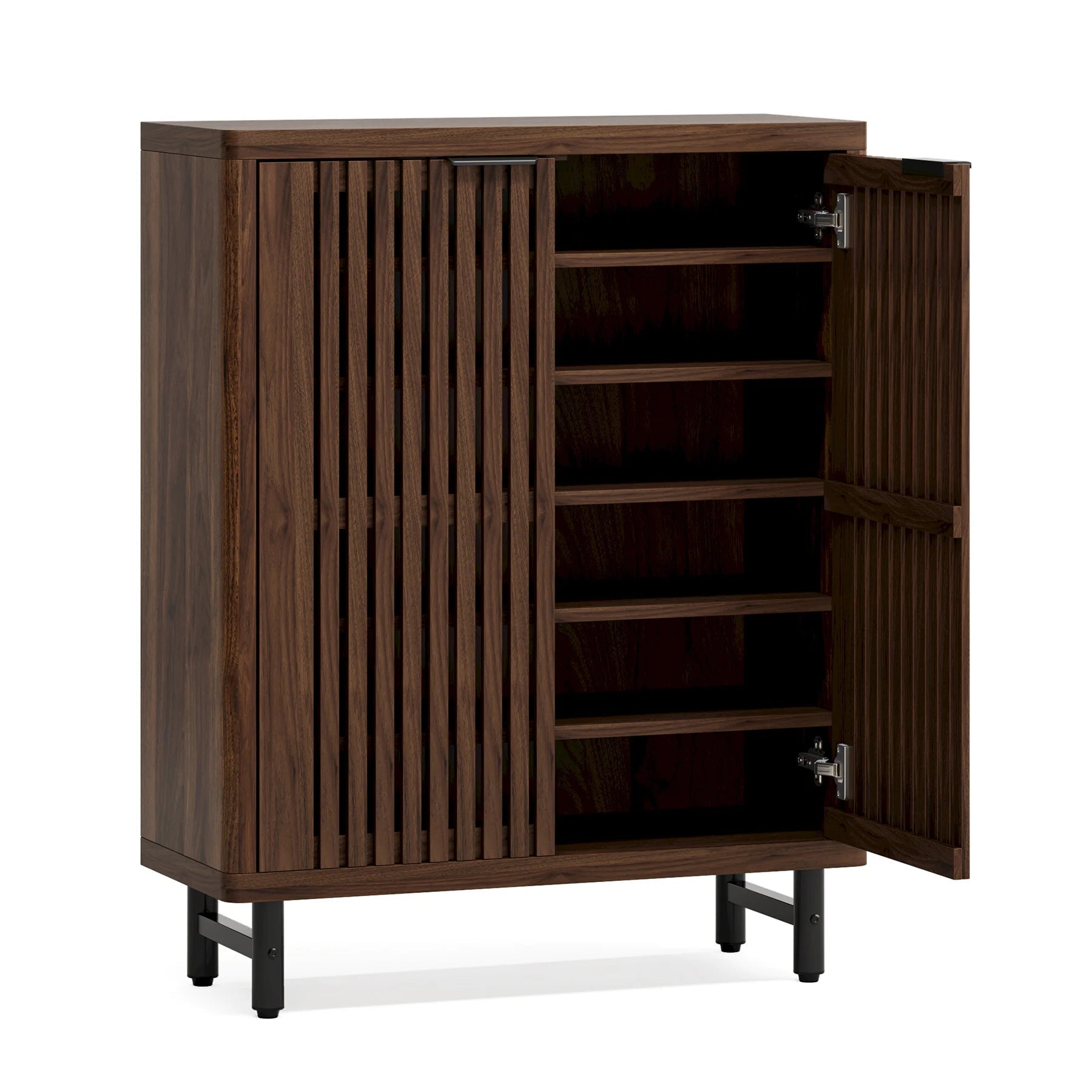 Meuble à Chaussures en Bois Noyer Cannelé - Maison Du Design