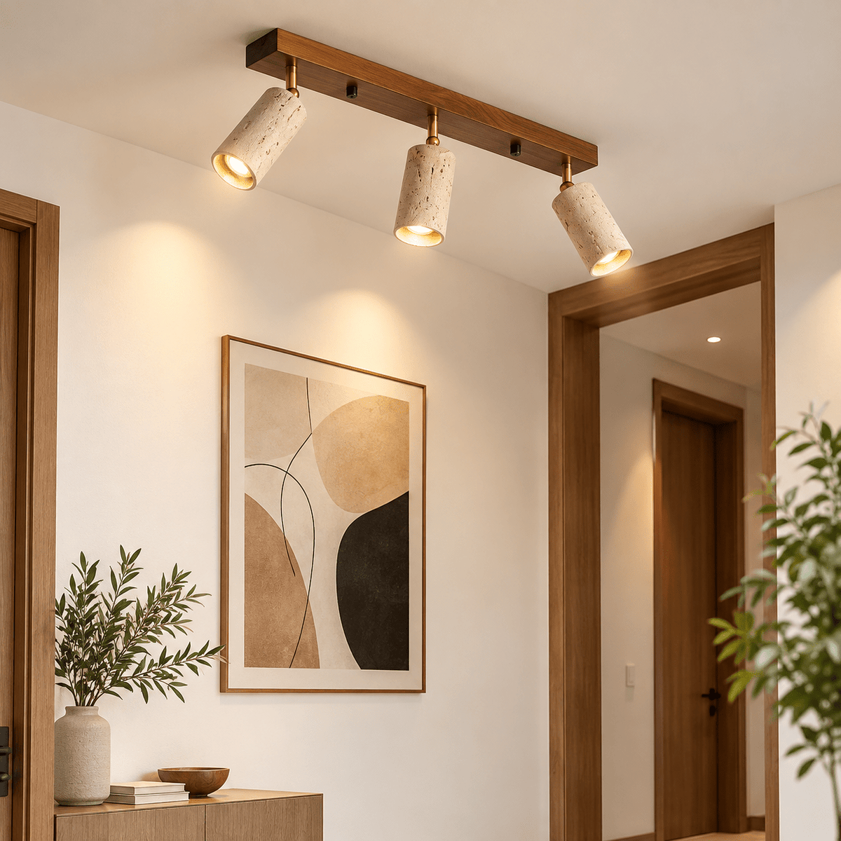 Plafonnier Orientable Travertin & Bois - Maison Du Design