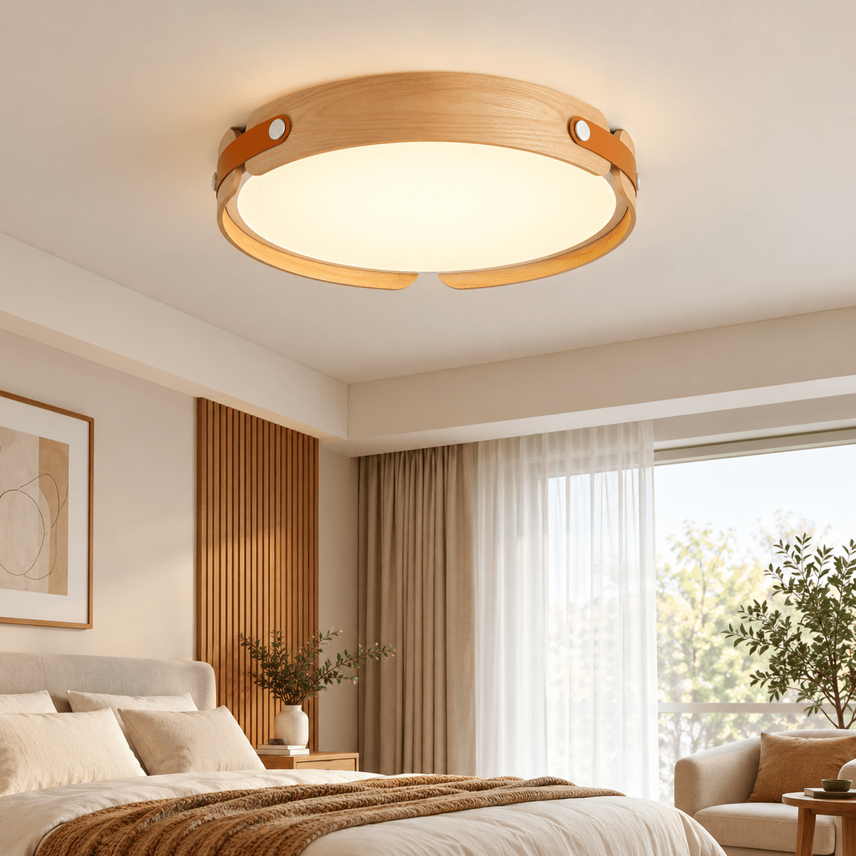 Plafonnier Rond Japonais Bois Design Moderne - Maison Du Design