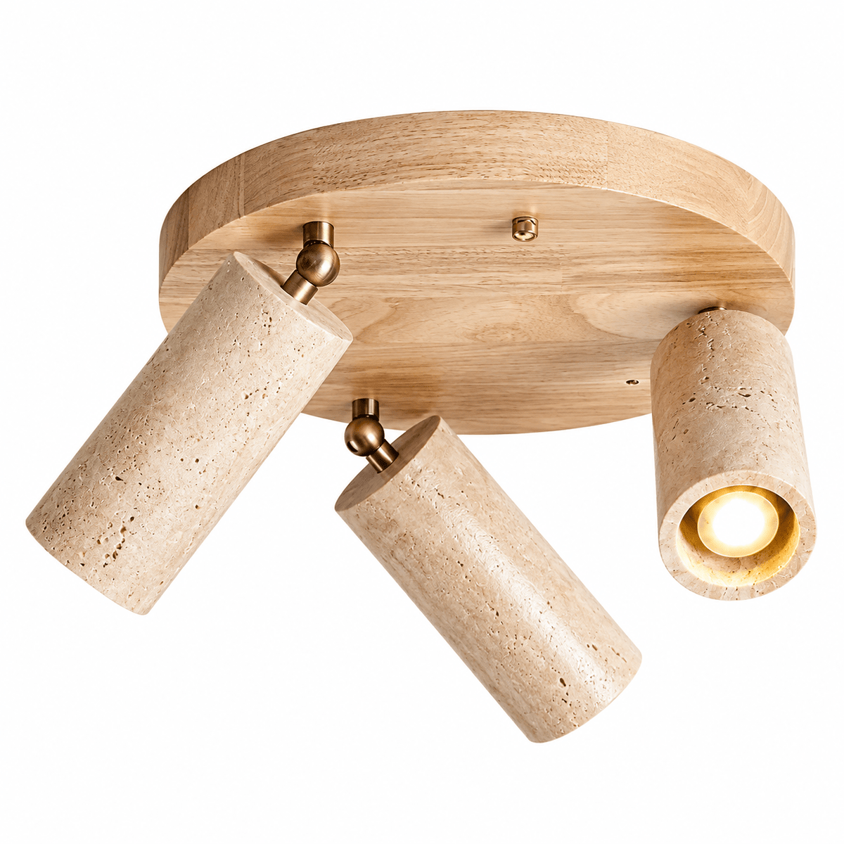 Plafonnier Rond Orientable Travertin & Bois - Maison Du Design