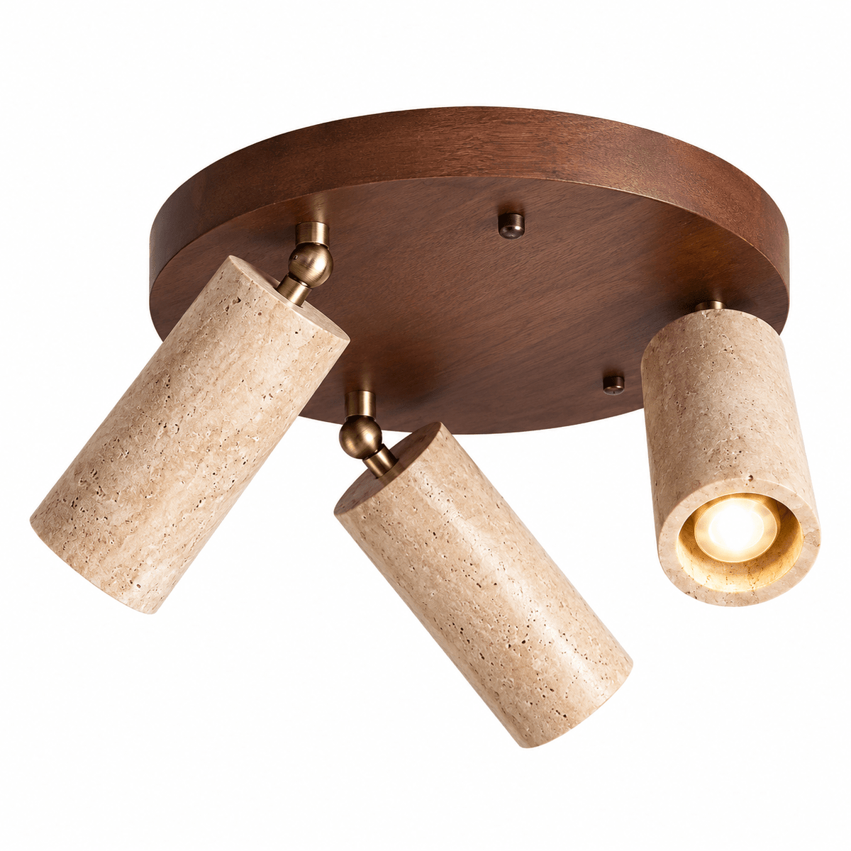 Plafonnier Rond Orientable Travertin & Bois - Maison Du Design