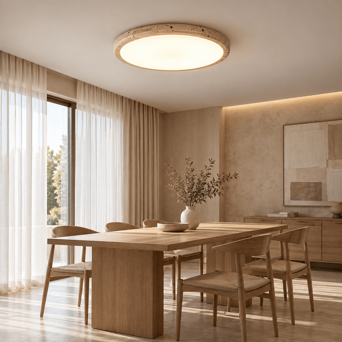 Plafonnier Rond Travertin - Maison Du Design