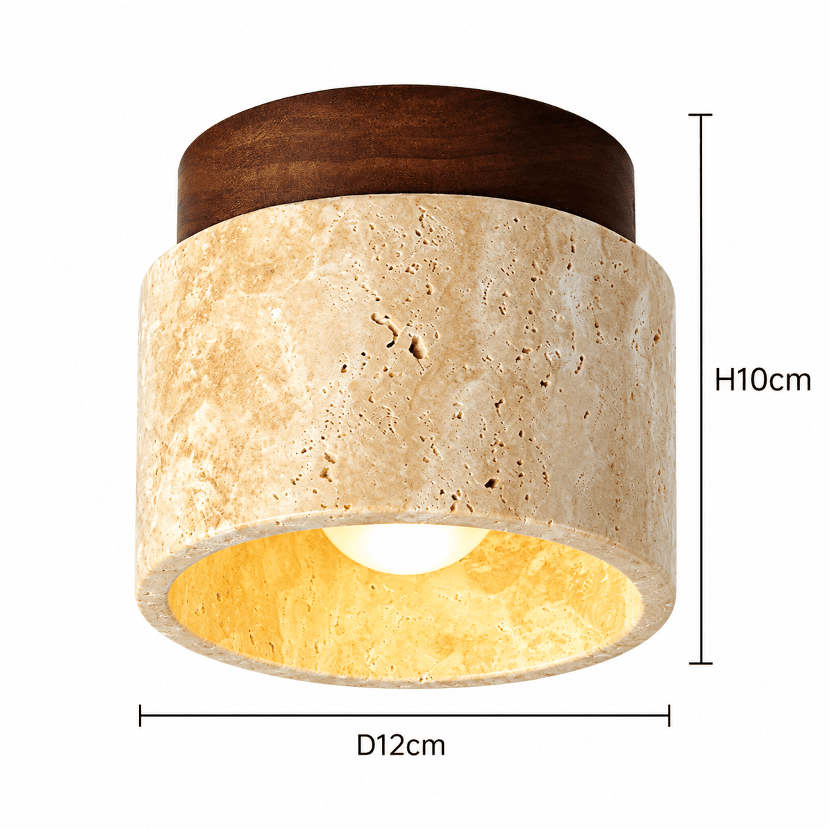Plafonnier Rond Travertin & Bois - Maison Du Design