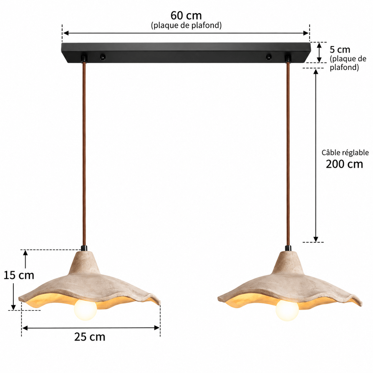 Suspension Luminaire 2 Lampes Wabi-Sabi - Maison Du Design