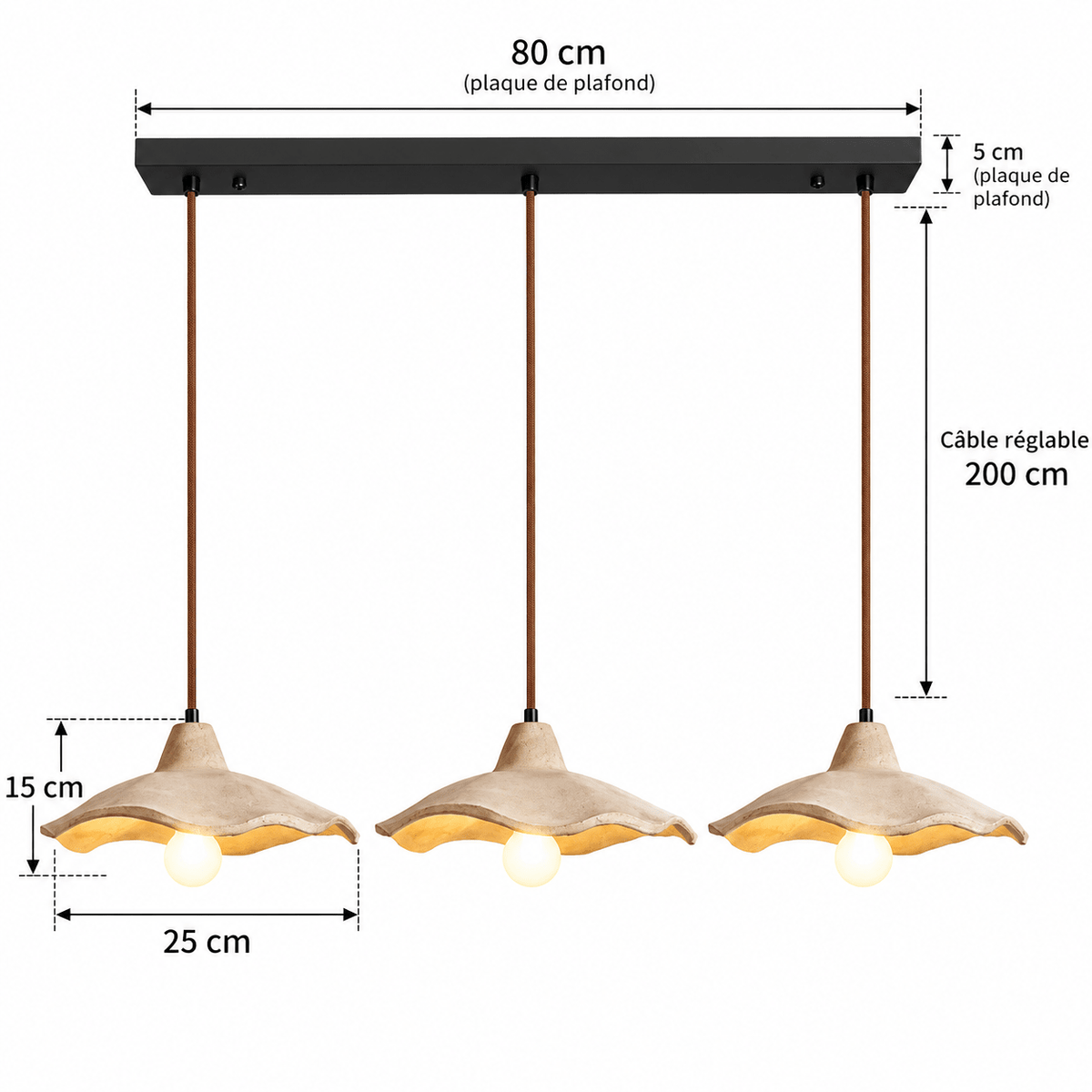 Suspension Luminaire 3 Lampes Wabi-Sabi - Maison Du Design