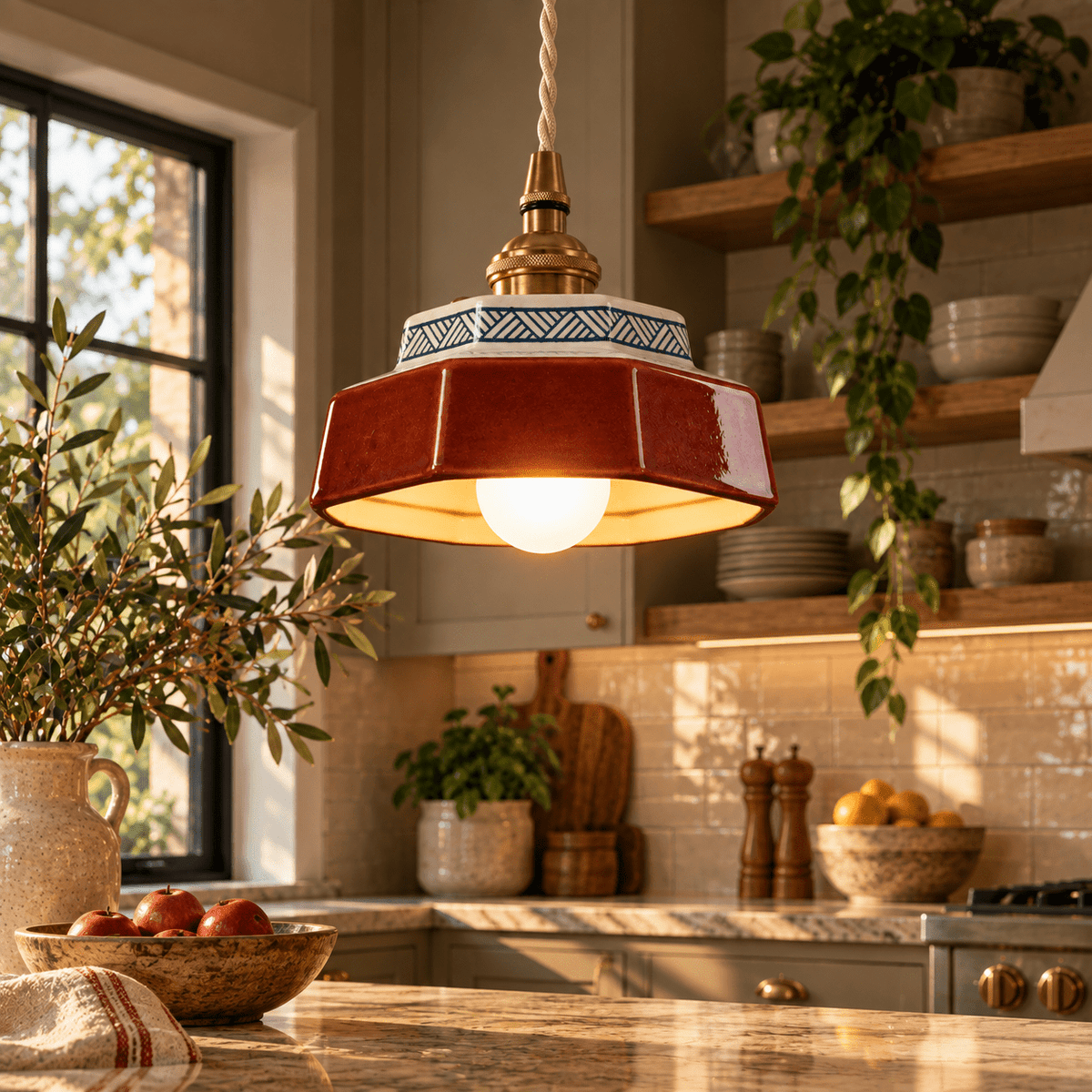 Suspension Luminaire Céramique Vintage Terracotta - Maison Du Design