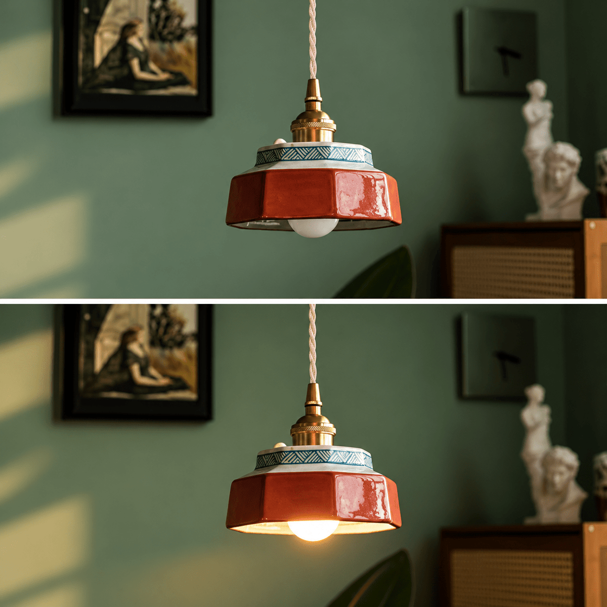 Suspension Luminaire Céramique Vintage Terracotta - Maison Du Design