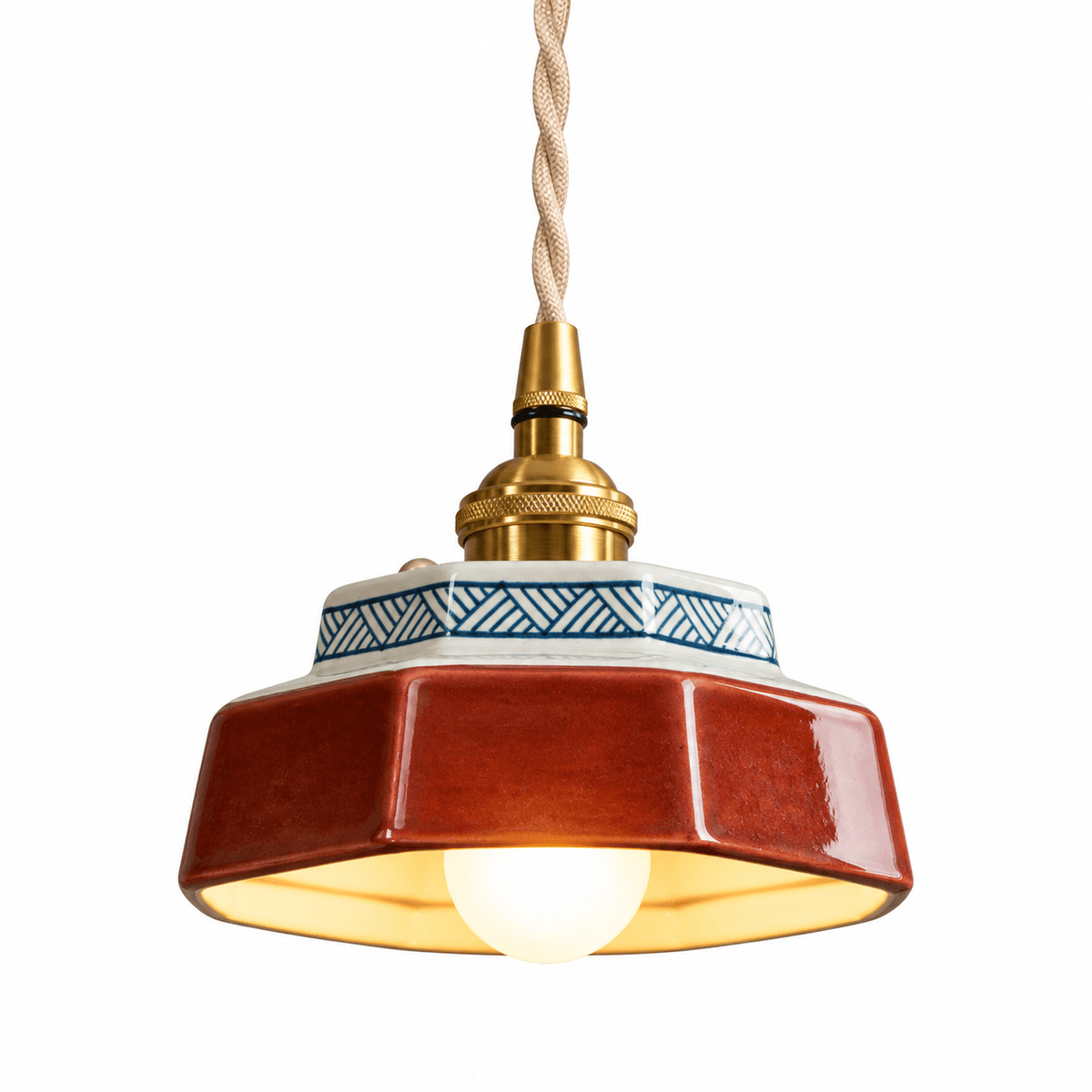Suspension Luminaire Céramique Vintage Terracotta - Maison Du Design