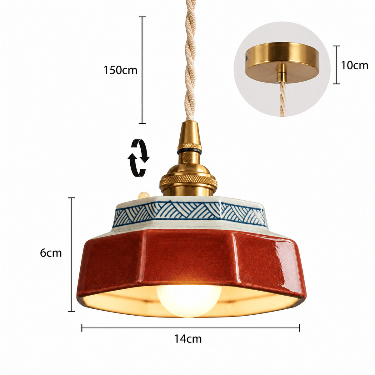 Suspension Luminaire Céramique Vintage Terracotta - Maison Du Design