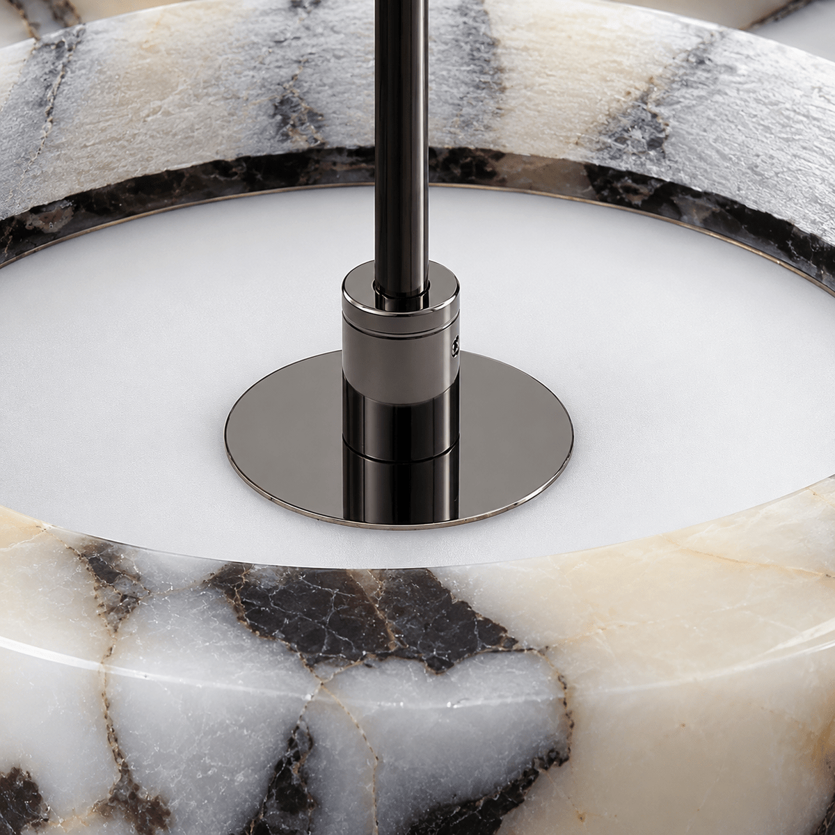 Suspension Luminaire Design Marbre Blanc Veiné Noir - Maison Du Design