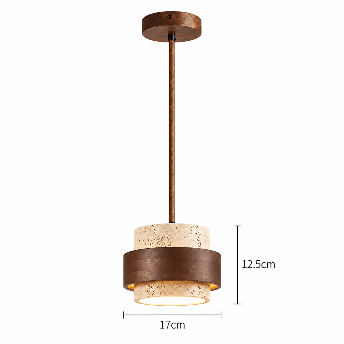 Suspension Luminaire Design Travertin & Bois - Maison Du Design