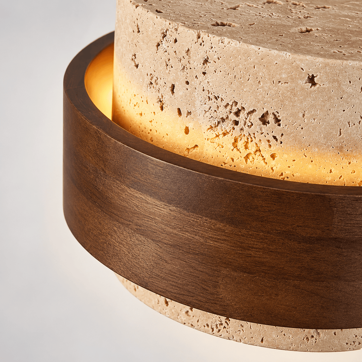 Suspension Luminaire Design Travertin & Bois - Maison Du Design