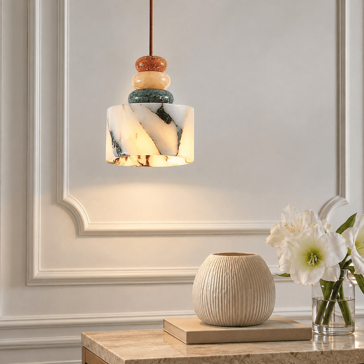Suspension Luminaire Marbre Multicolore - Maison Du Design