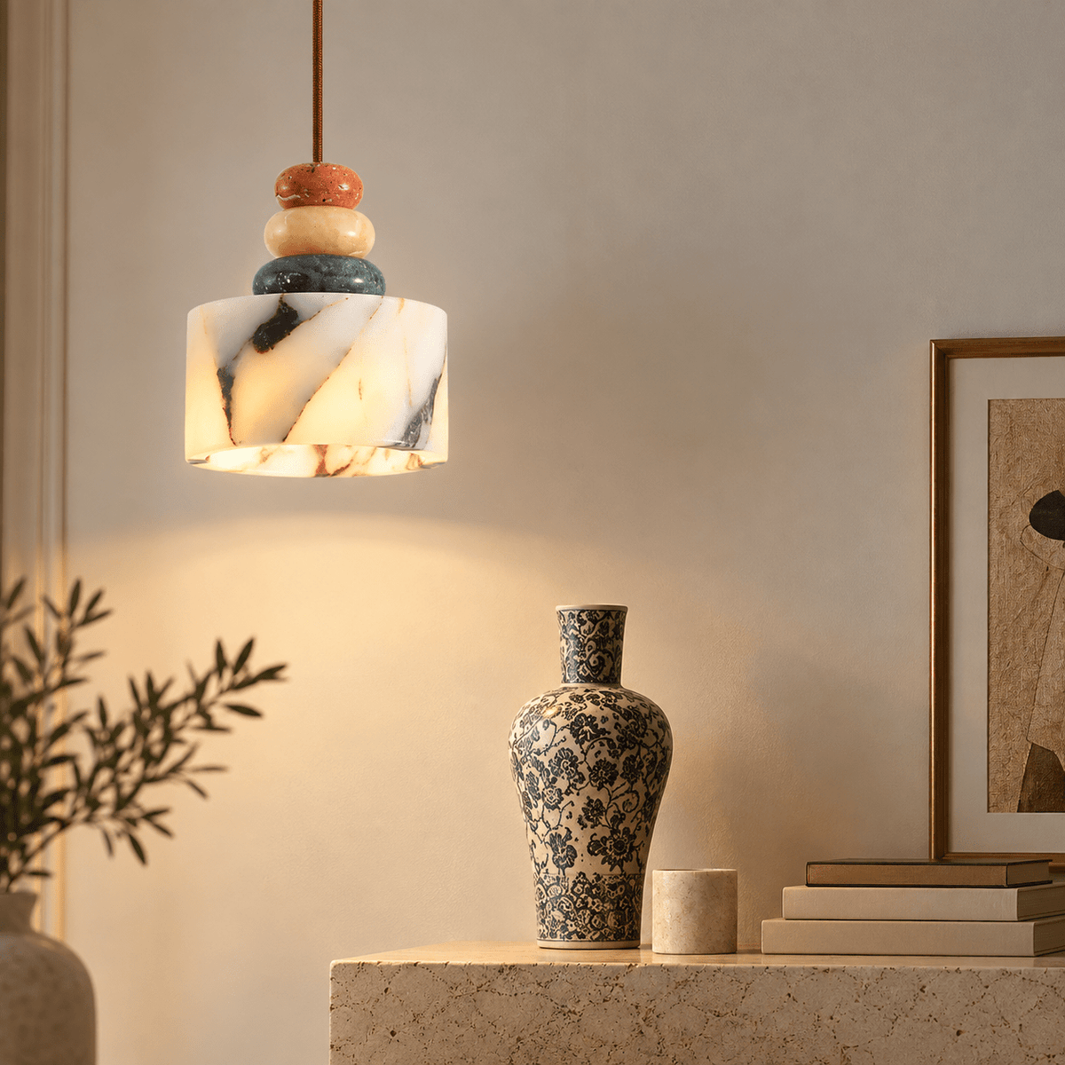 Suspension Luminaire Marbre Multicolore - Maison Du Design