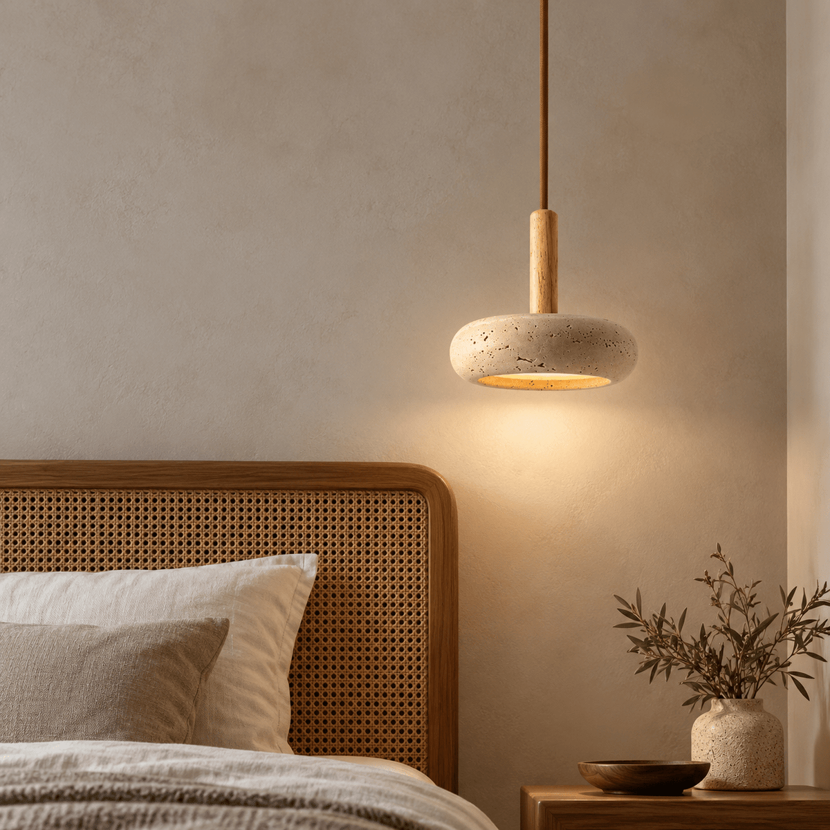Suspension Luminaire Travertin Beige - Maison Du Design