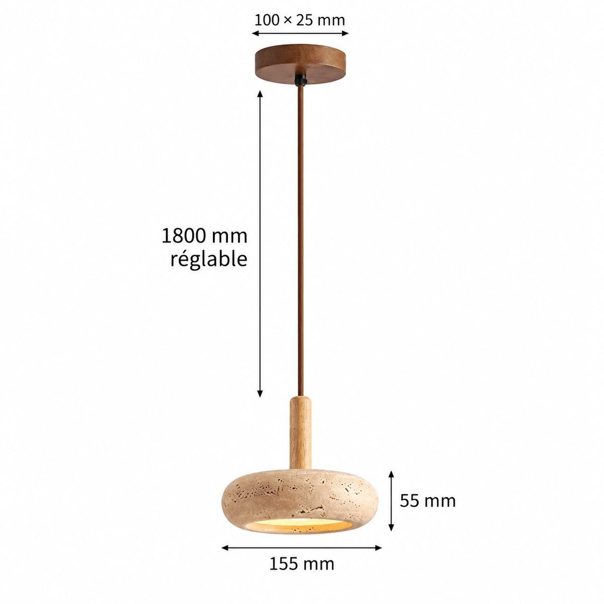 Suspension Luminaire Travertin Beige - Maison Du Design