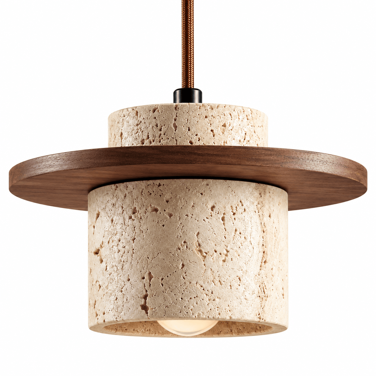 Suspension Luminaire Travertin & Bois Design Moderne - Maison Du Design