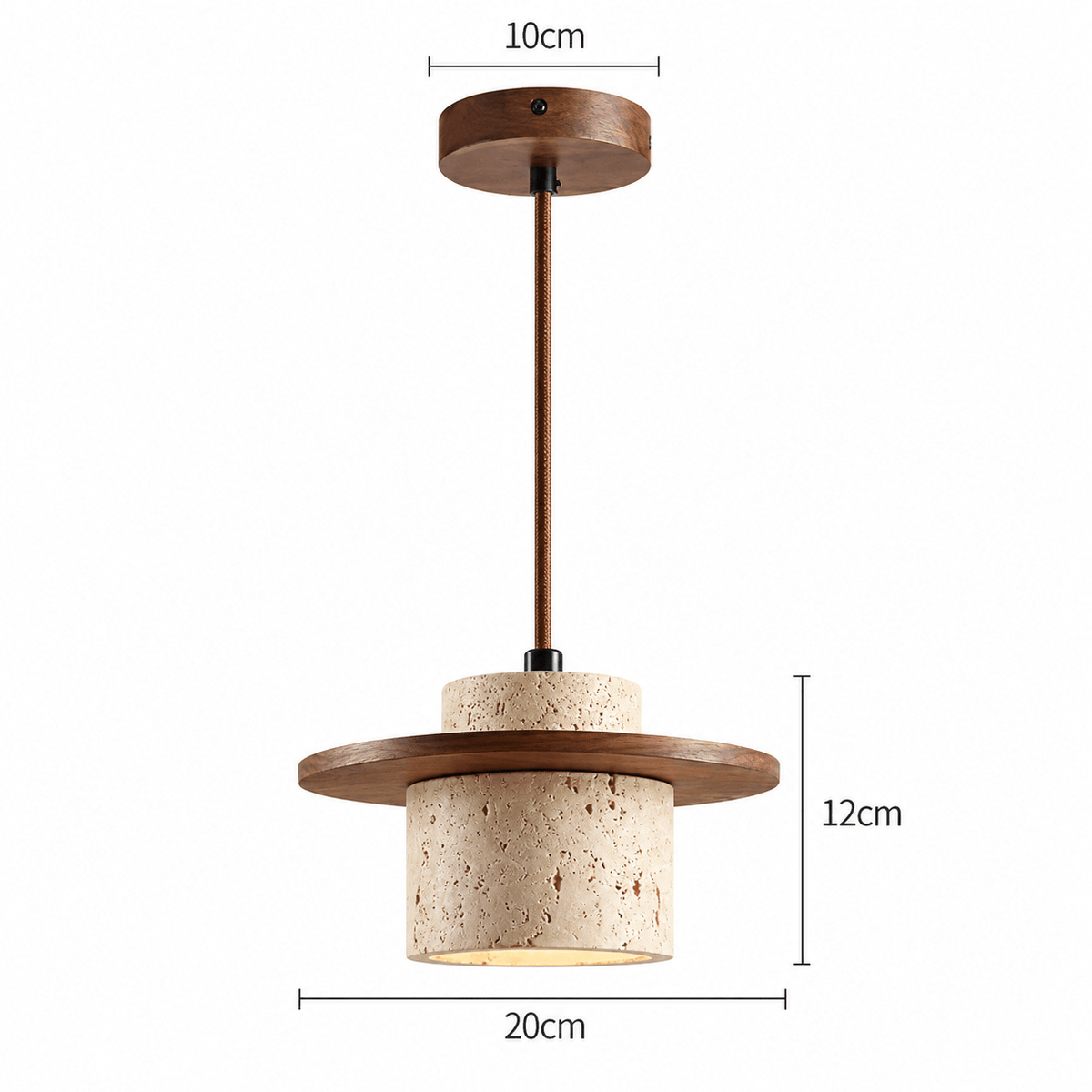 Suspension Luminaire Travertin & Bois Design Moderne - Maison Du Design