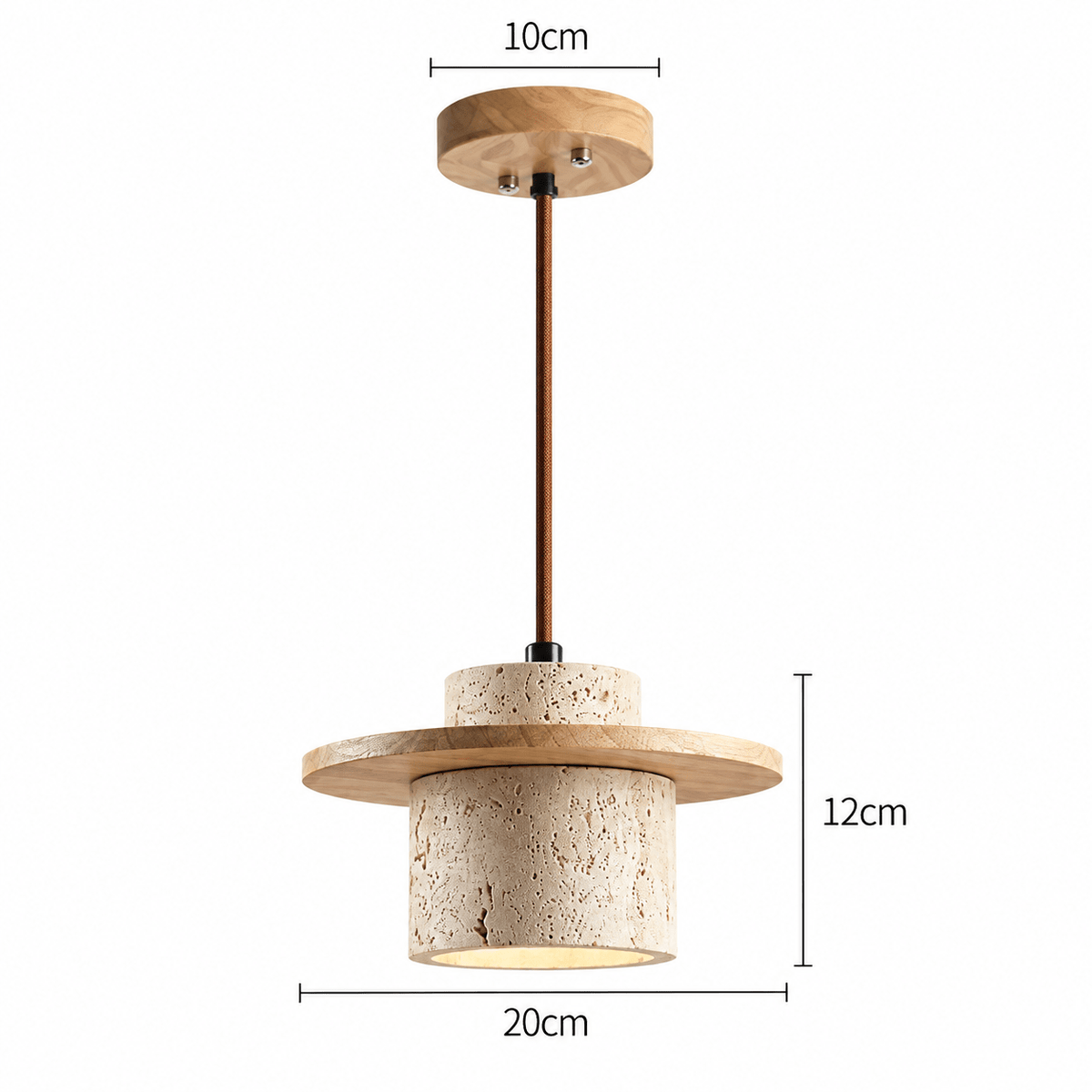 Suspension Luminaire Travertin & Bois Design Moderne - Maison Du Design