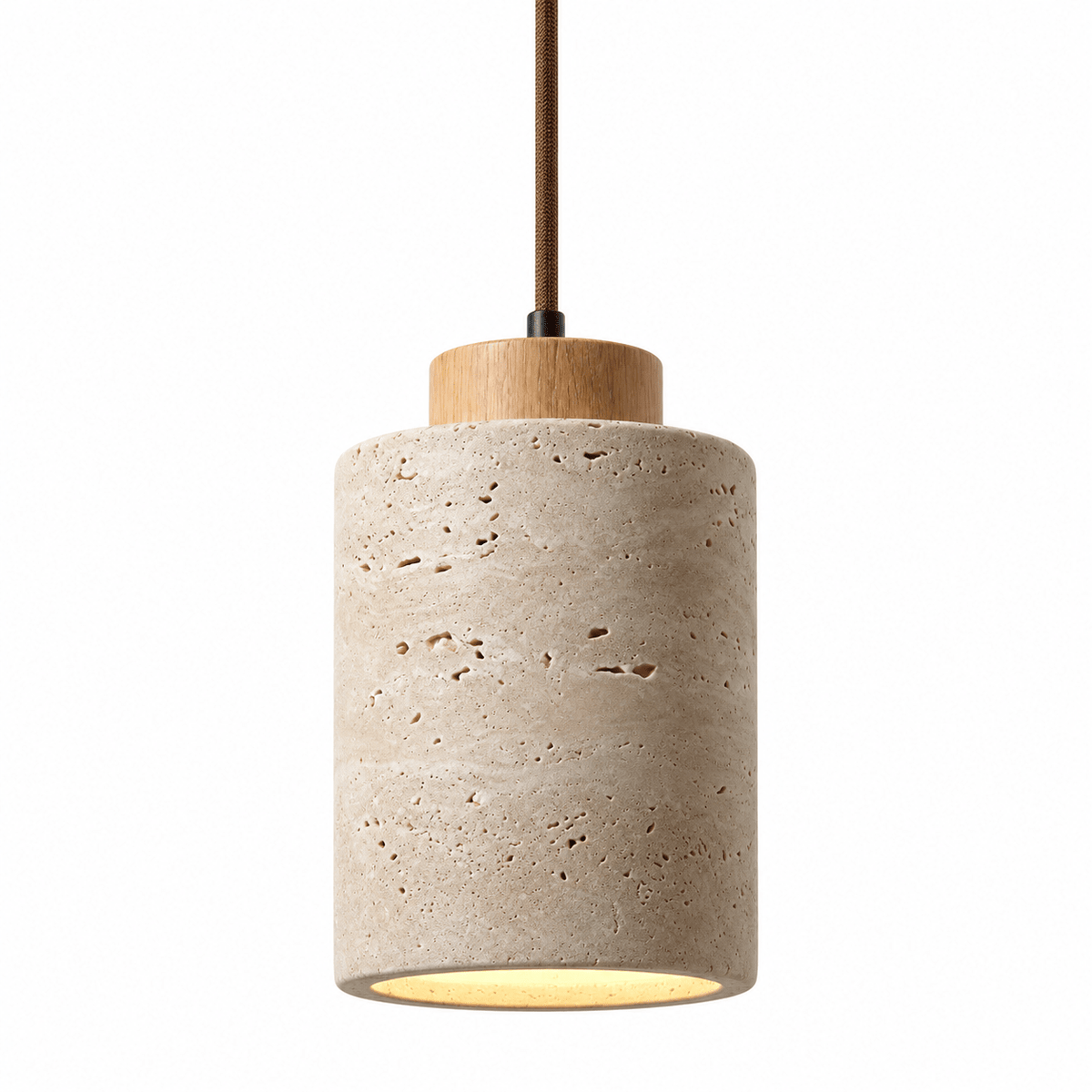 Suspension Luminaire Travertin Design Cylindrique - Maison Du Design