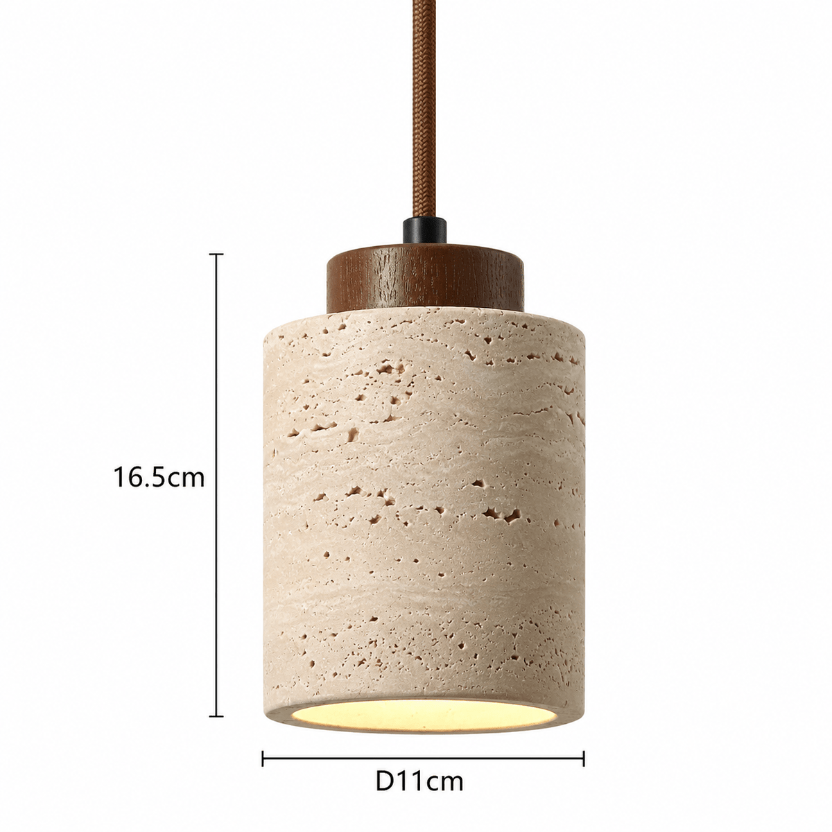Suspension Luminaire Travertin Design Cylindrique - Maison Du Design