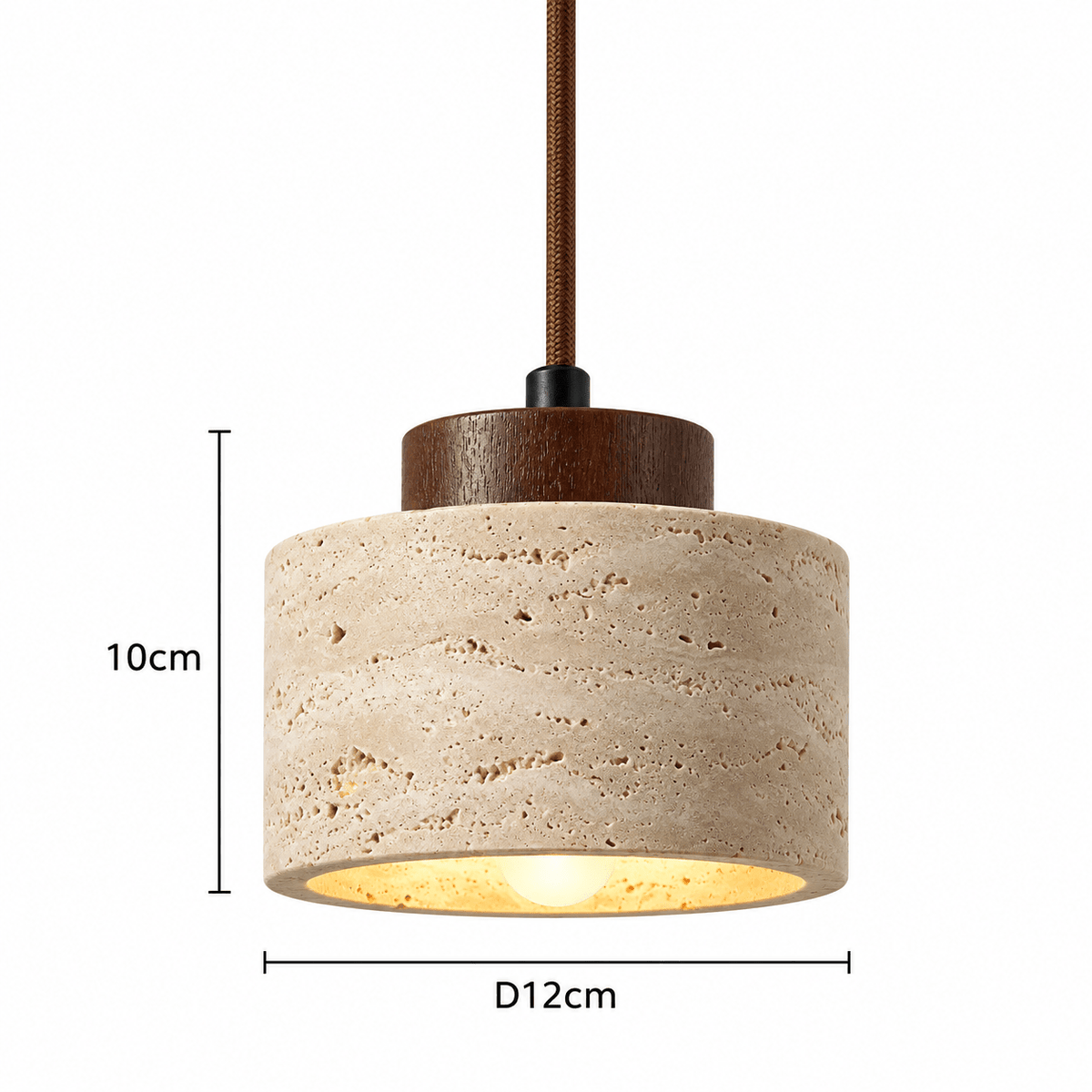 Suspension Luminaire Travertin Design Cylindrique - Maison Du Design