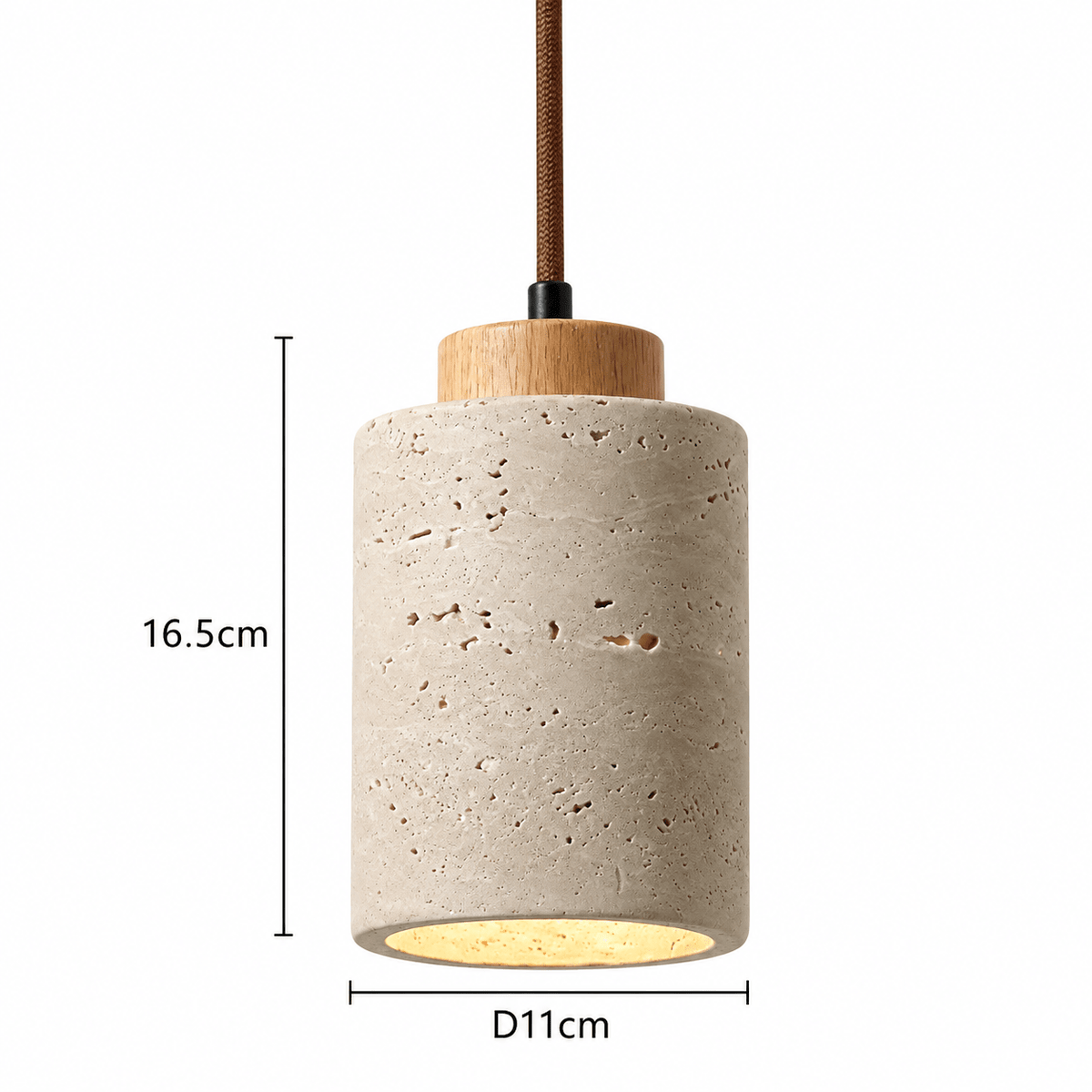 Suspension Luminaire Travertin Design Cylindrique - Maison Du Design