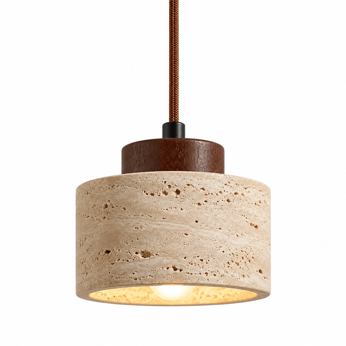 Suspension Luminaire Travertin Design Cylindrique - Maison Du Design