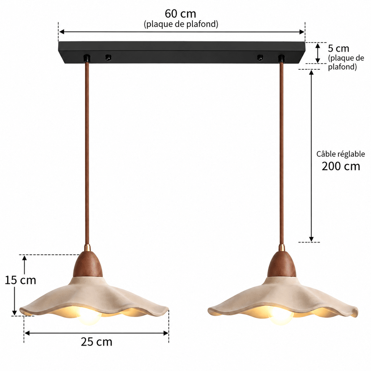 Suspension Luminaire Wabi-Sabi 2 Lampes - Maison Du Design