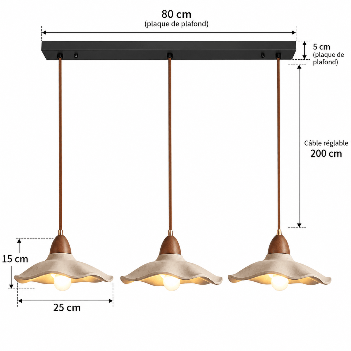 Suspension Luminaire Wabi-Sabi 3 Lampes - Maison Du Design