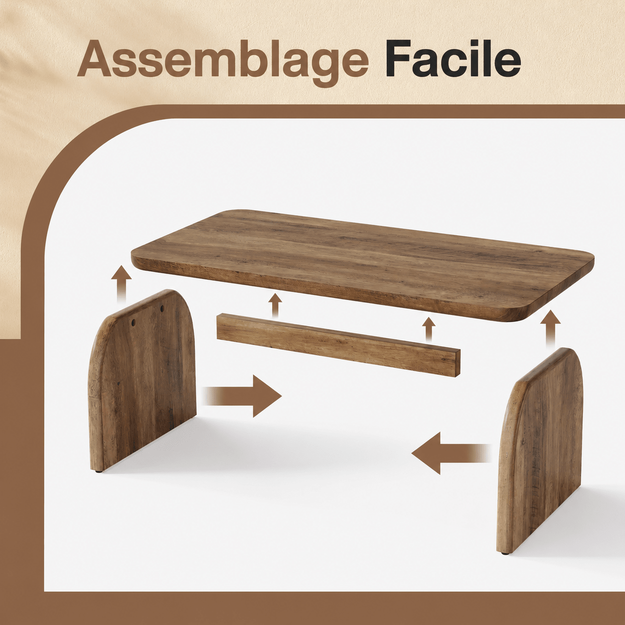 Table Basse Design Pieds en Arche Marron - Maison Du Design