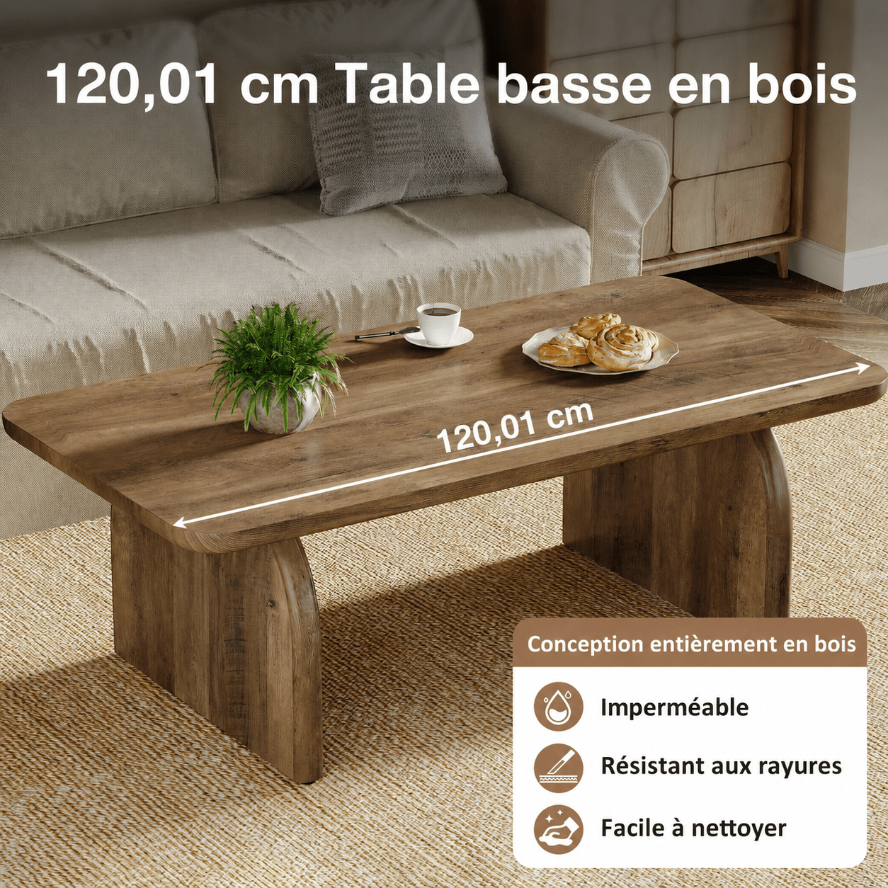 Table Basse Design Pieds en Arche Marron - Maison Du Design