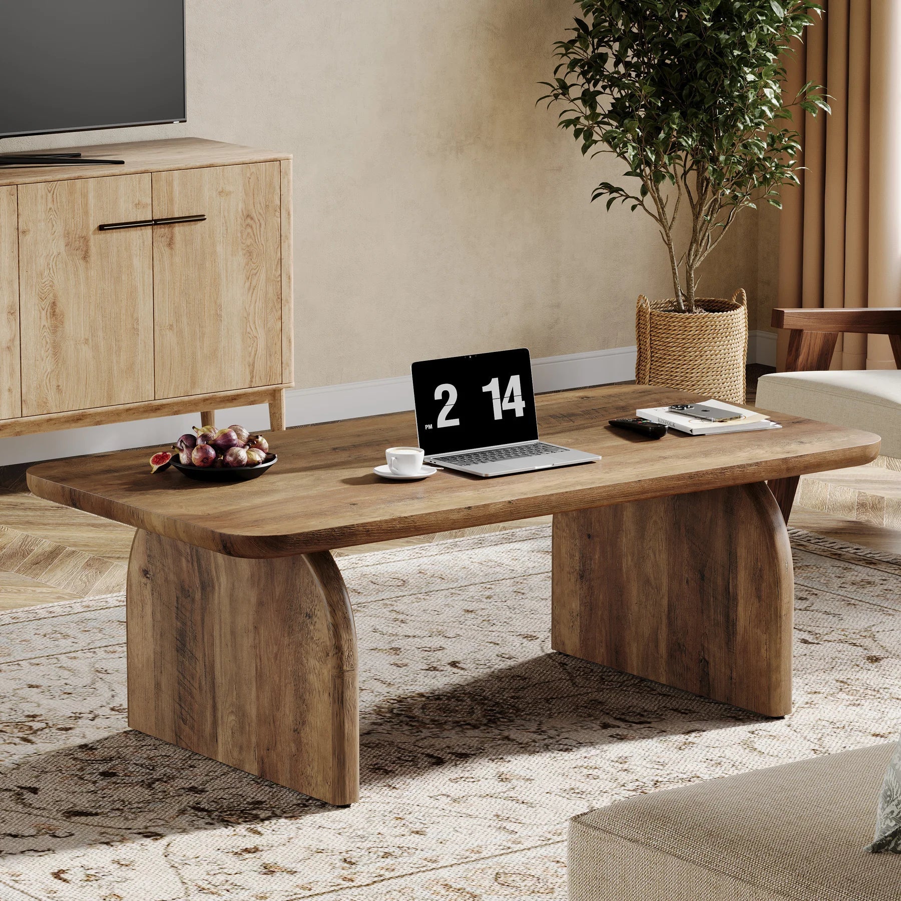 Table Basse Design Pieds en Arche Marron - Maison Du Design