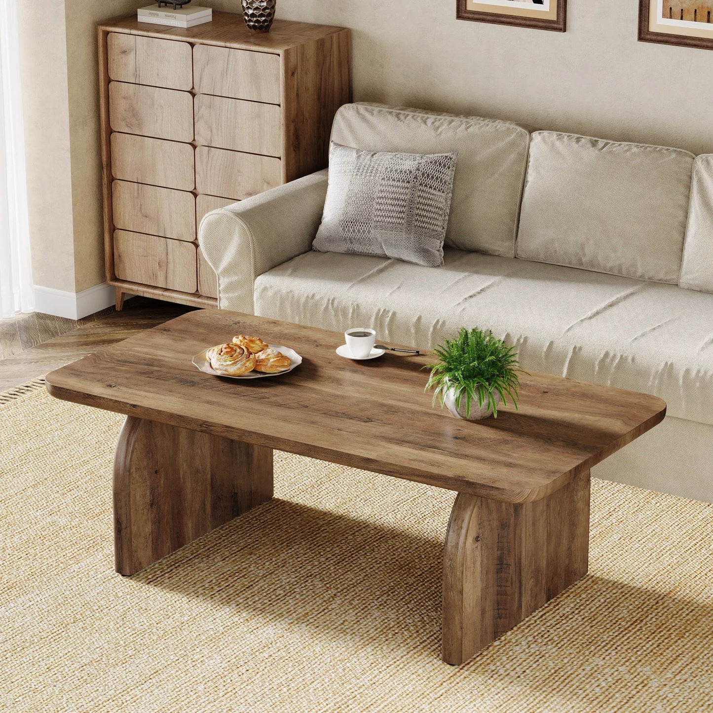 Table Basse Design Pieds en Arche Marron - Maison Du Design