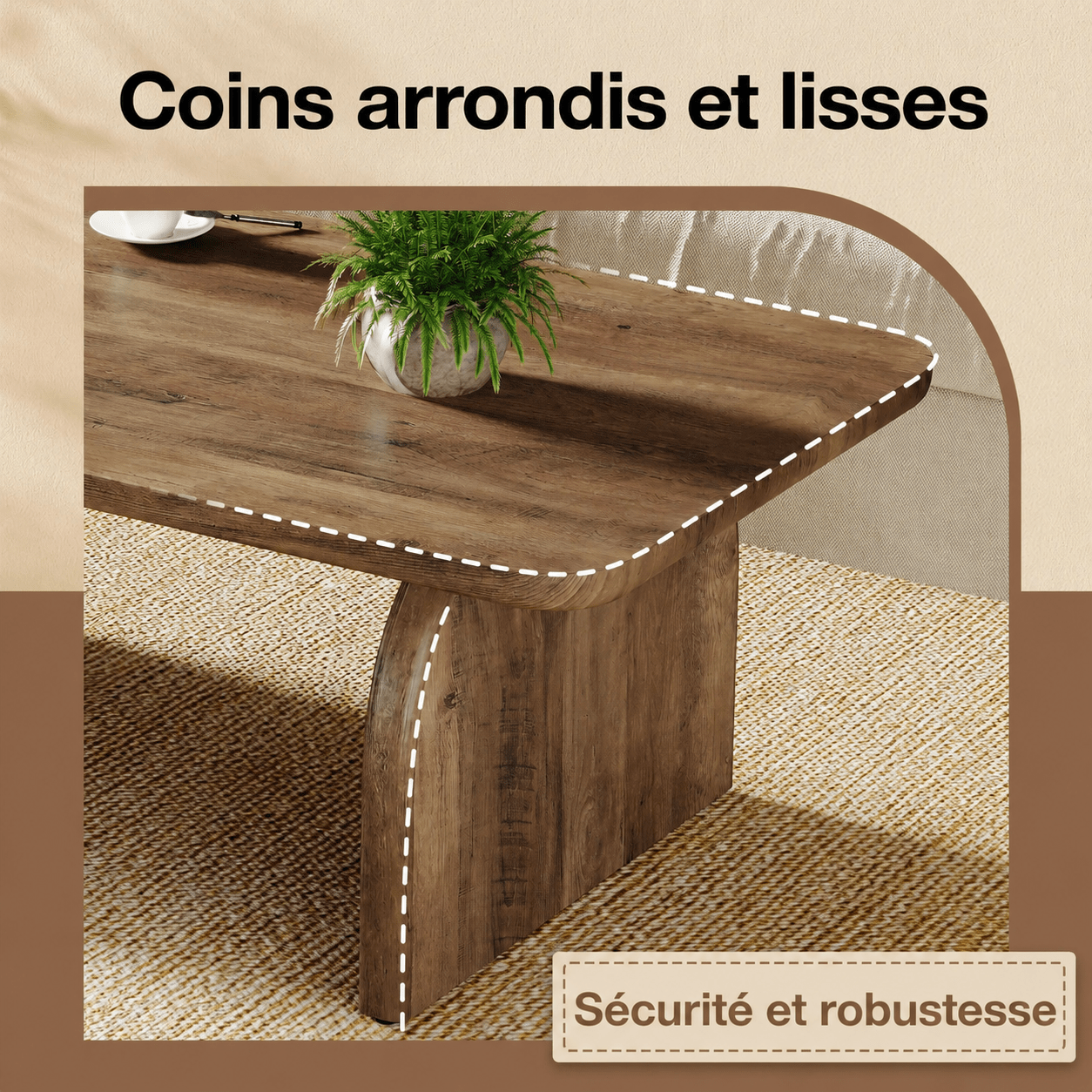 Table Basse Design Pieds en Arche Marron - Maison Du Design