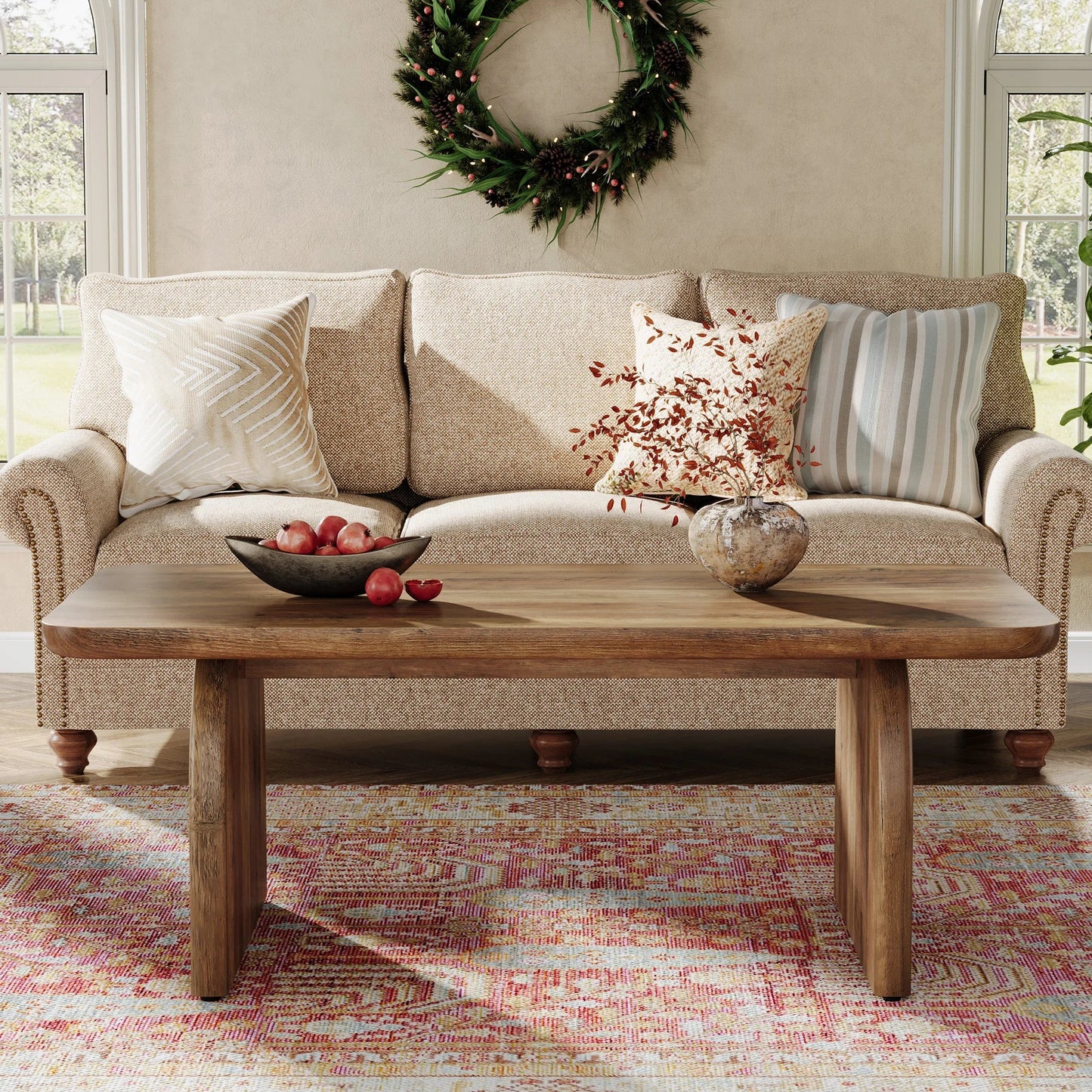 Table Basse Design Pieds en Arche Marron - Maison Du Design