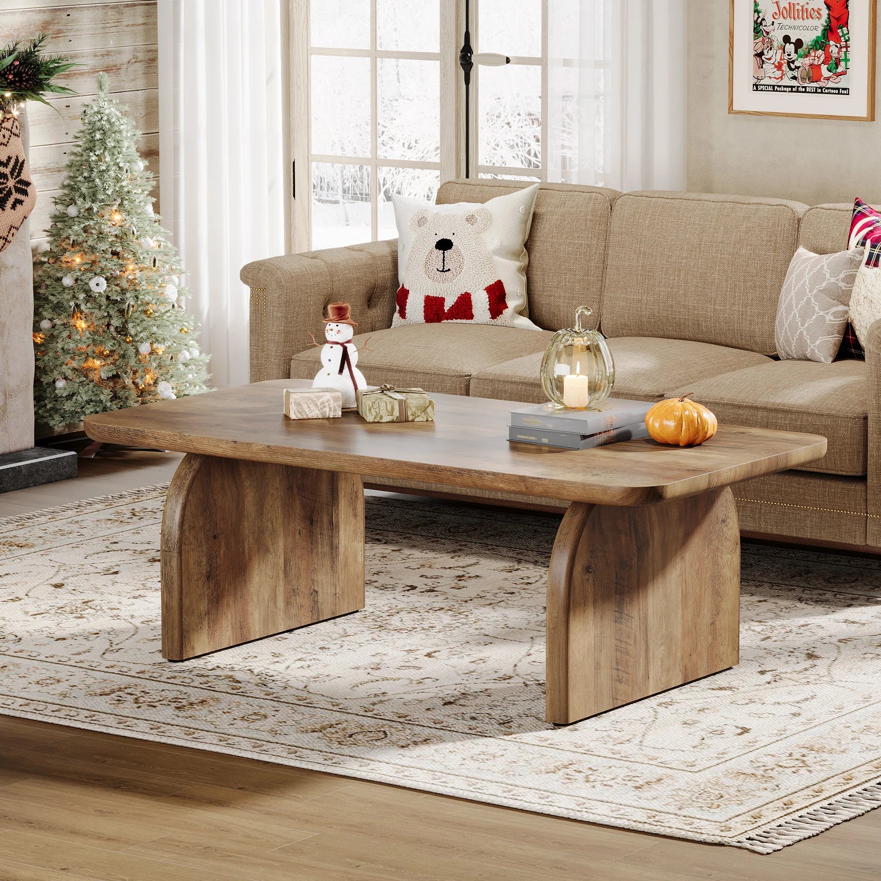 Table Basse Design Pieds en Arche Marron - Maison Du Design