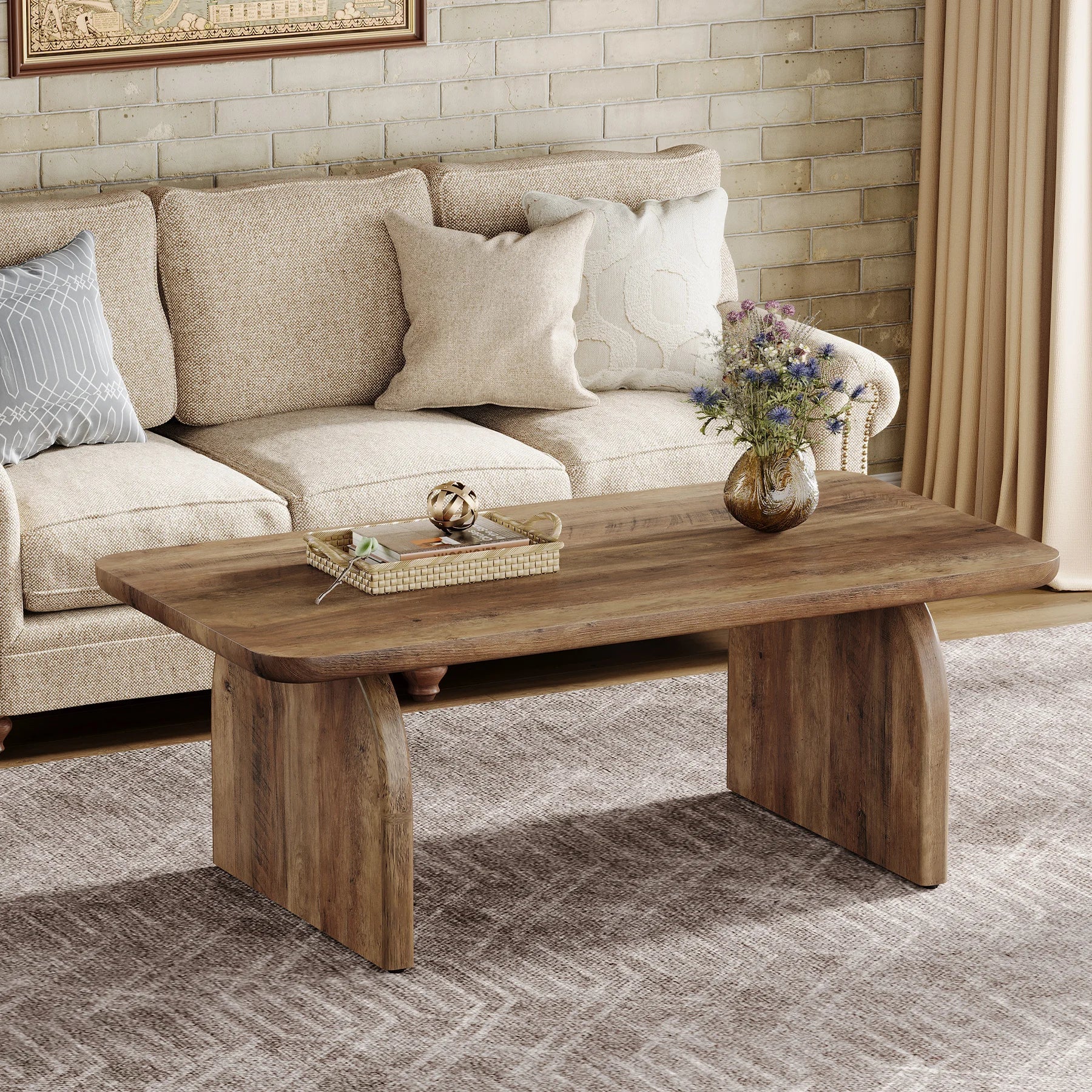 Table Basse Design Pieds en Arche Marron - Maison Du Design