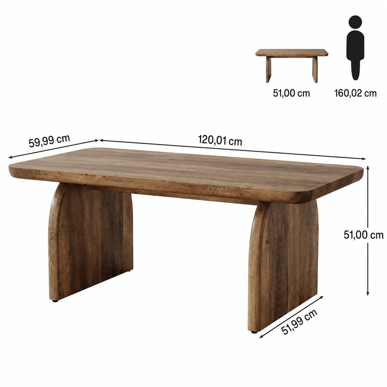 Table Basse Design Pieds en Arche Marron - Maison Du Design